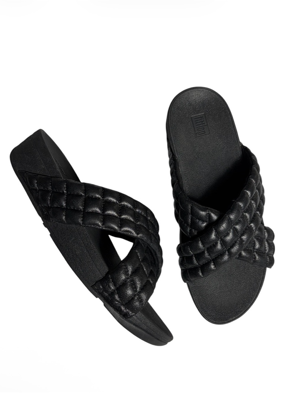FItflop All black lulu padded shimmy suede slide sandals size 9 /EU 41